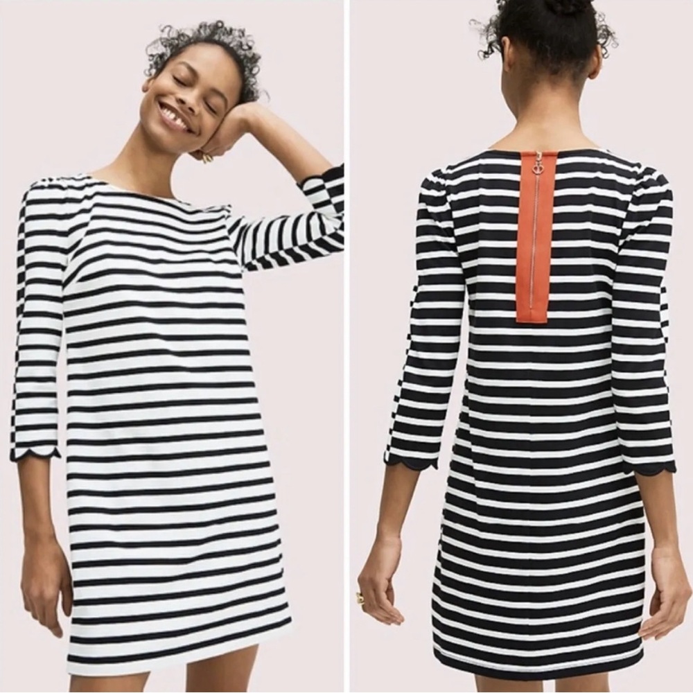 NWT Kate Spade Sailing Stripe Scallop Dress Size L